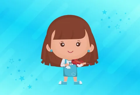 Faith: a child character playing the violin